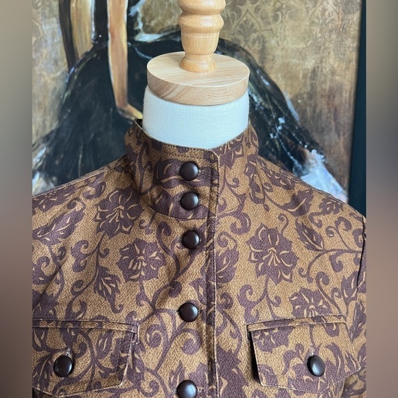 Like New Peruvian Connection Brown Blazer Floral Size 12 - Picture 3 of 8